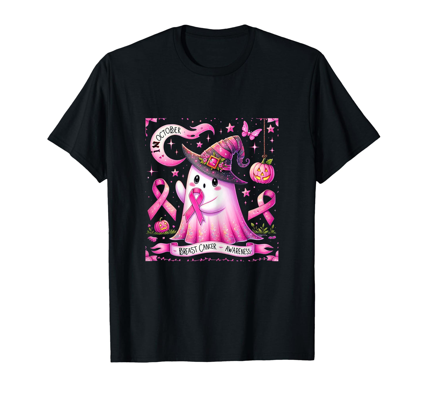 Pink Ghost for Breast Cancer Awareness in October T-Shirt