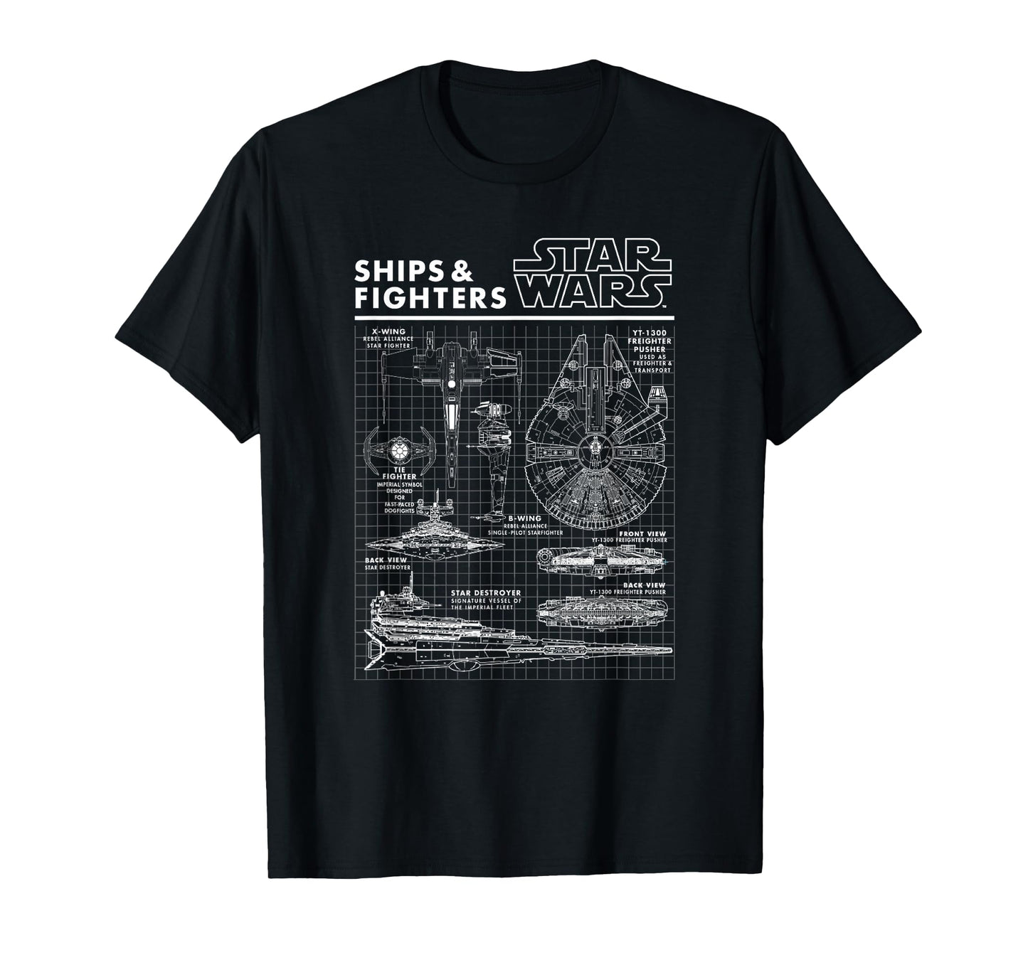 Star Wars Classic Falcon Death Star Ships & Fighters Plane T-Shirt