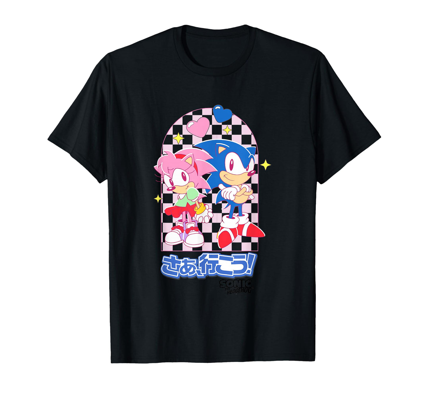 Sonic The Hedgehog Amy Rose & Sonic Kawaii Kanji Portrait T-Shirt