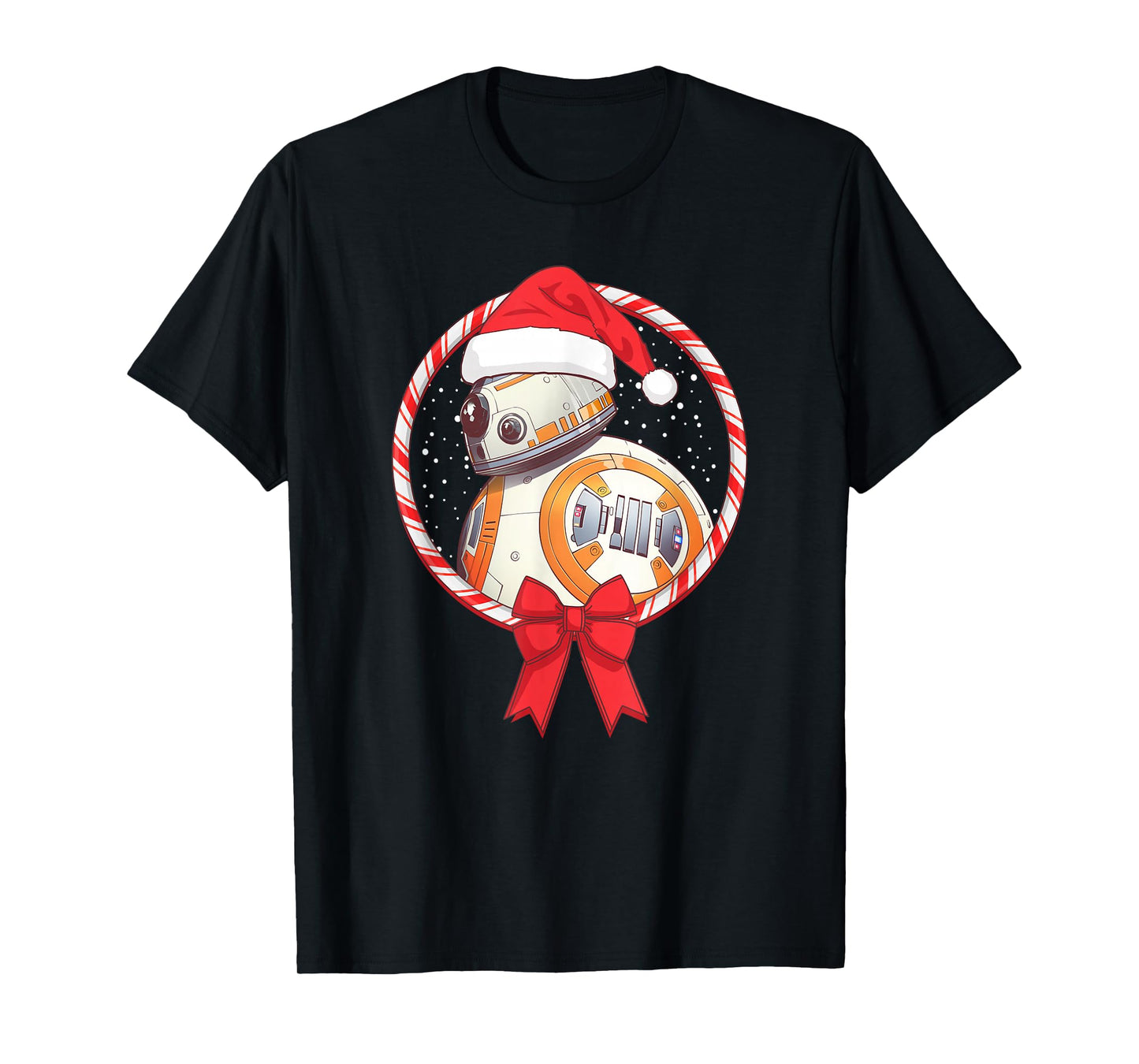 Star Wars Christmas BB-8 Santa Candy Cane Circle T-Shirt