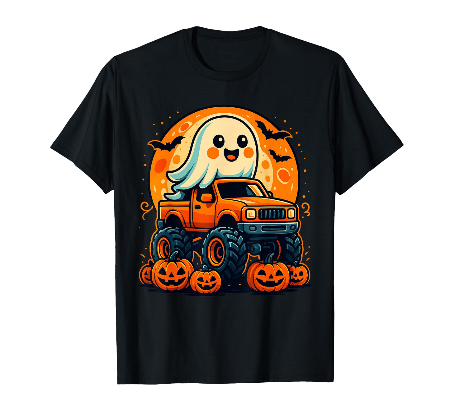 Cute Kawaii Ghost Monster Truck Costume, Kids Halloween T-Shirt