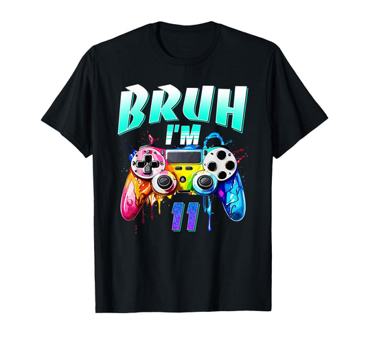 Bruh I’m 11 Gamer Controller Gift For 11th Birthday Kids T-Shirt