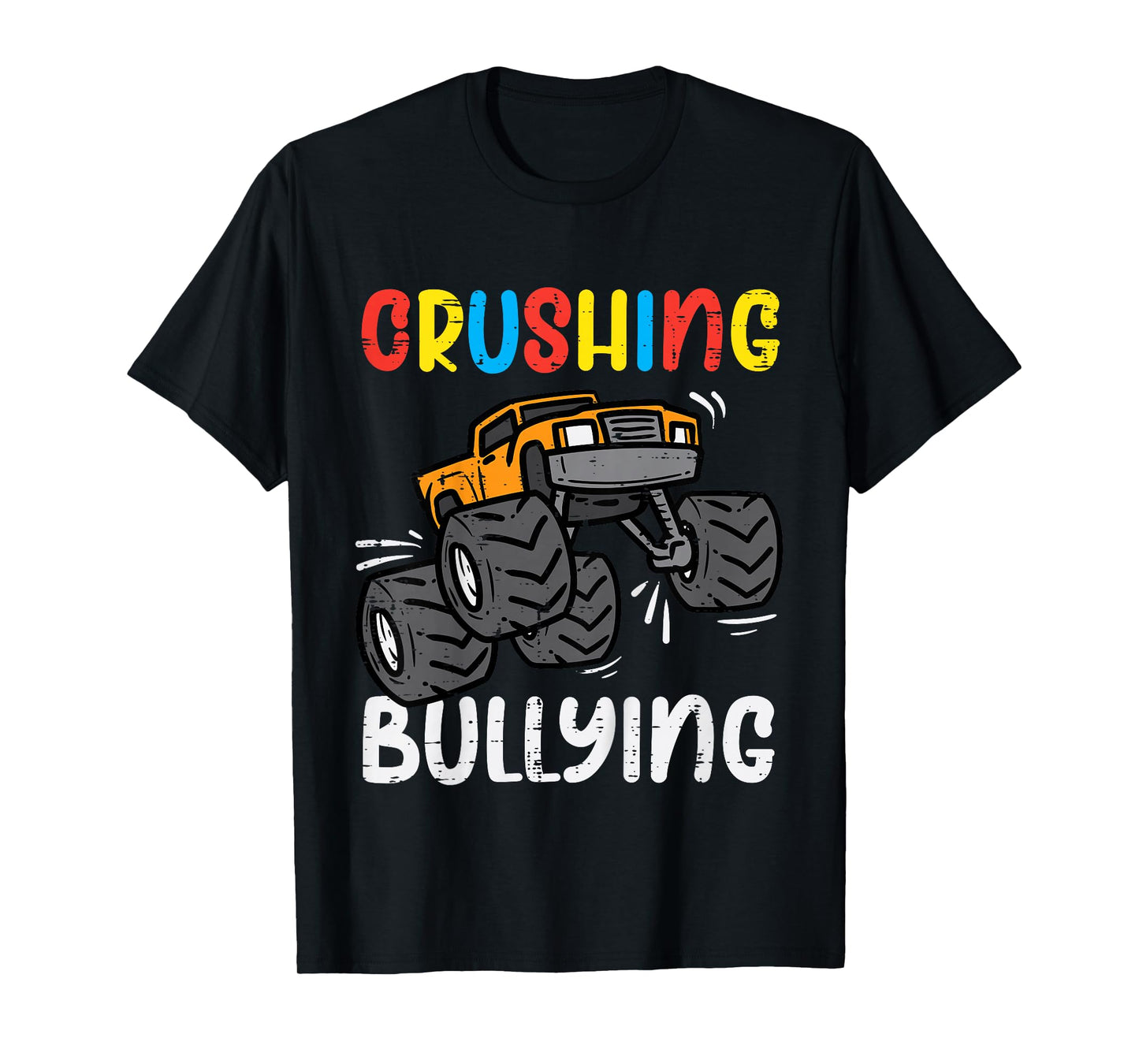 Kids Crushing Bullying Monster Truck Orange Unity Day Kids Boys T-Shirt