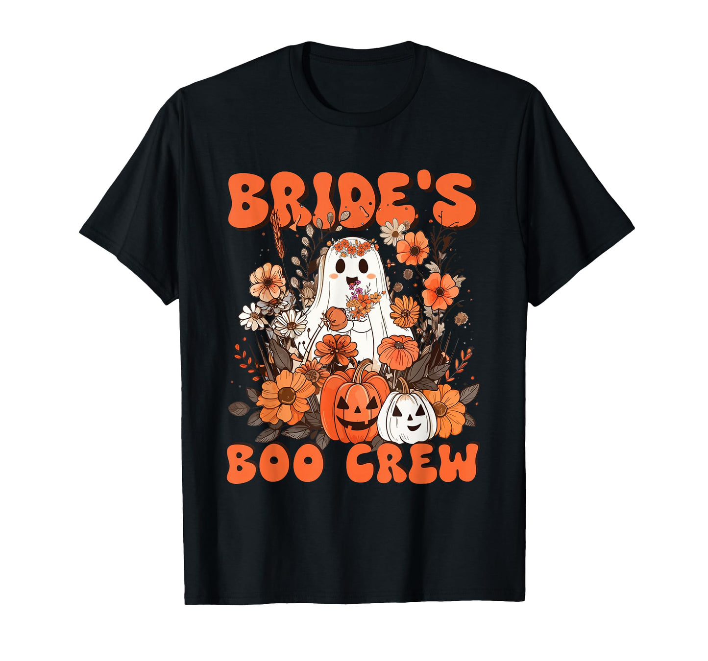 Bride's Boo Crew Floral Ghost Bachelorette Wedding Halloween T-Shirt