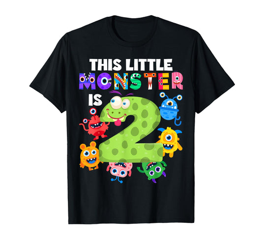 This Little Monster is 2 Two Years 2nd Birthday Party Aliens T-Shirt