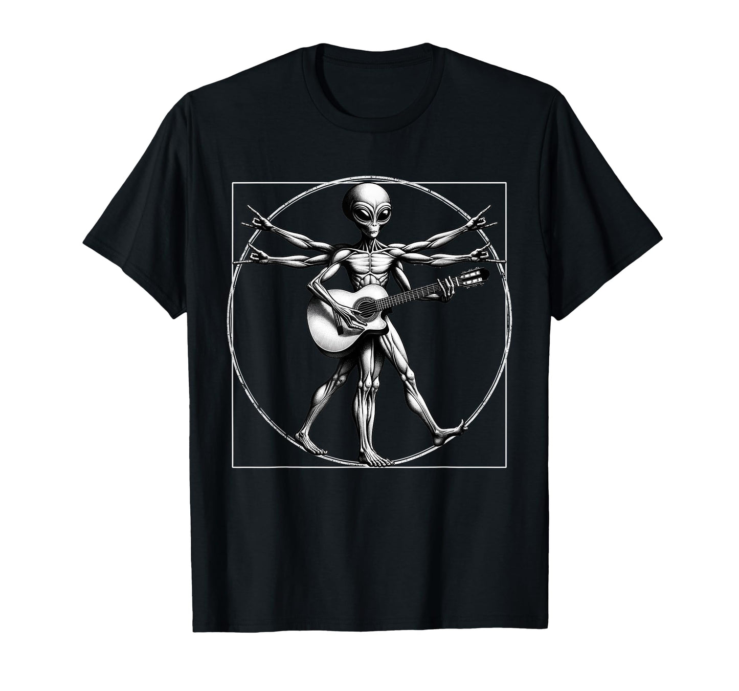 Vitruvian Man Alien Guitarist Funny Music Festival Rock On A T-Shirt