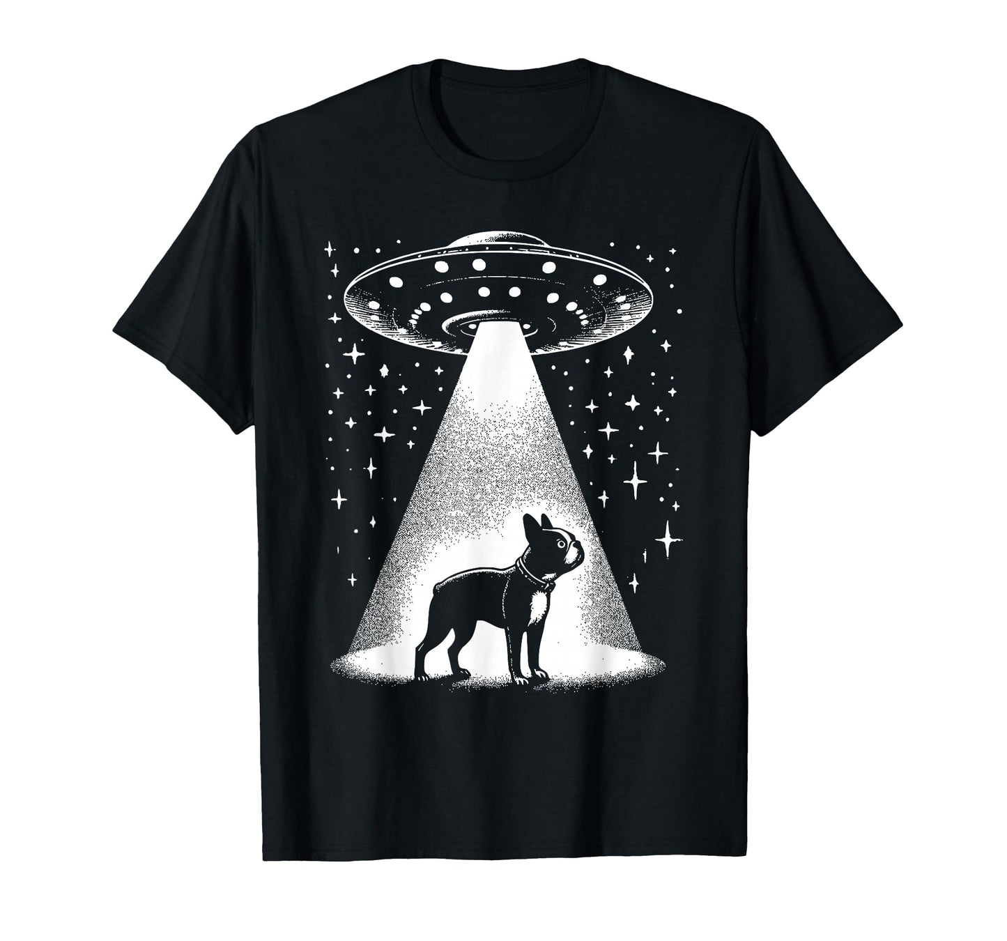 Boston Terrier Mom Dad Dog - Funny Alien UFO T-Shirt for Men Women