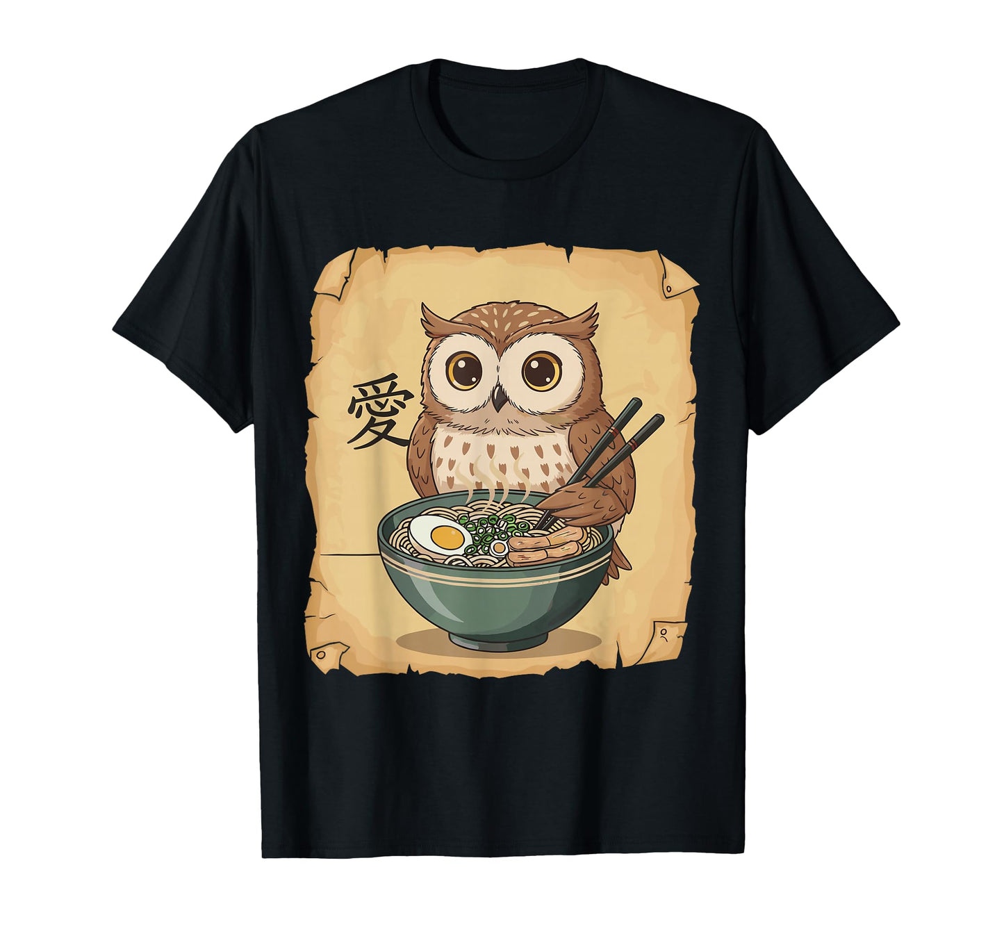 Ramen Owl Noodle Kawaii Lover Japanese Funny Graphic T-Shirt