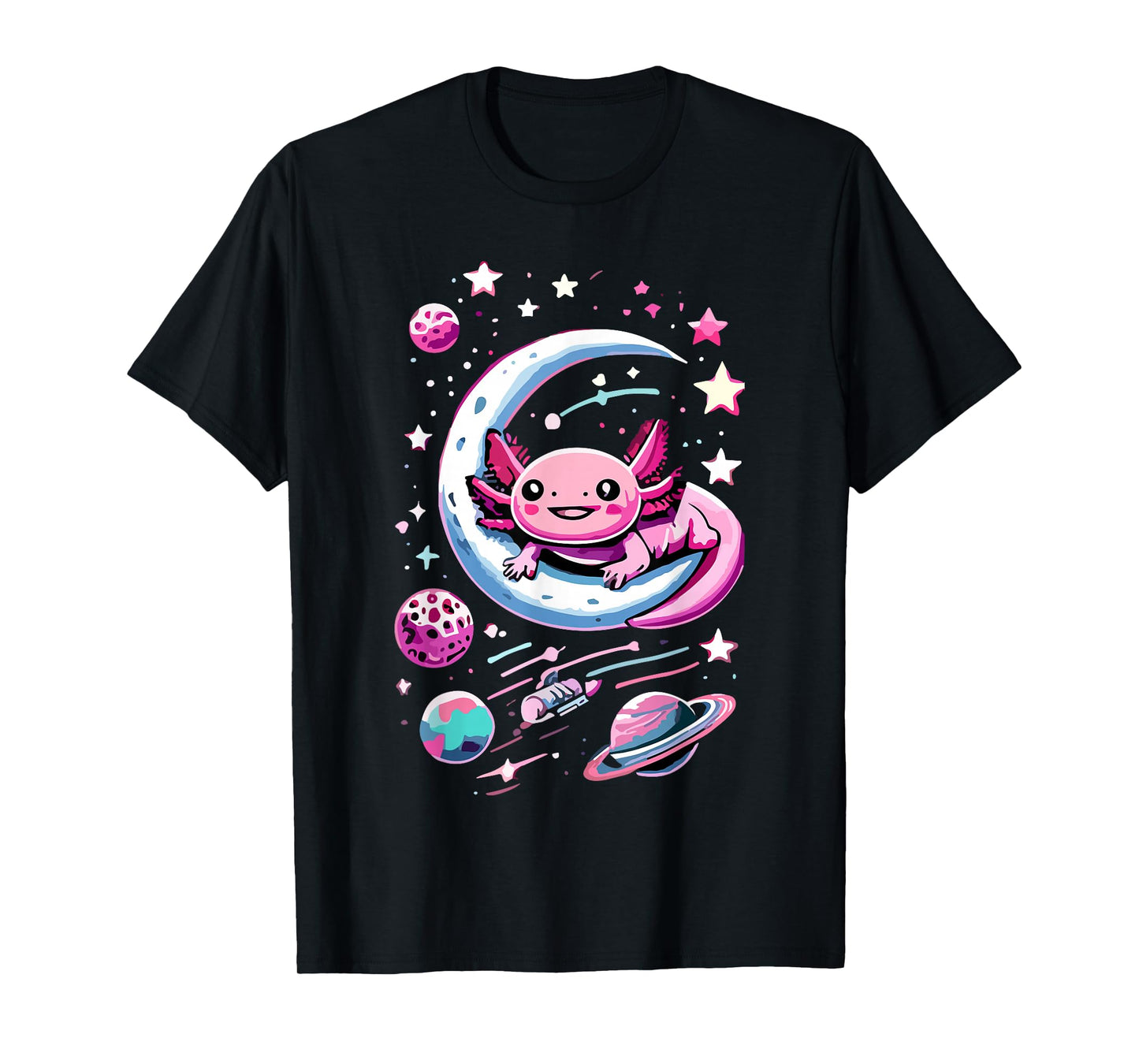 Space Adventure Kawaii Axolotl T-Shirt