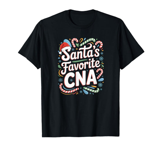 Santa's Favorite CNA Christmas Candy Canes Nurse Holiday Joy T-Shirt