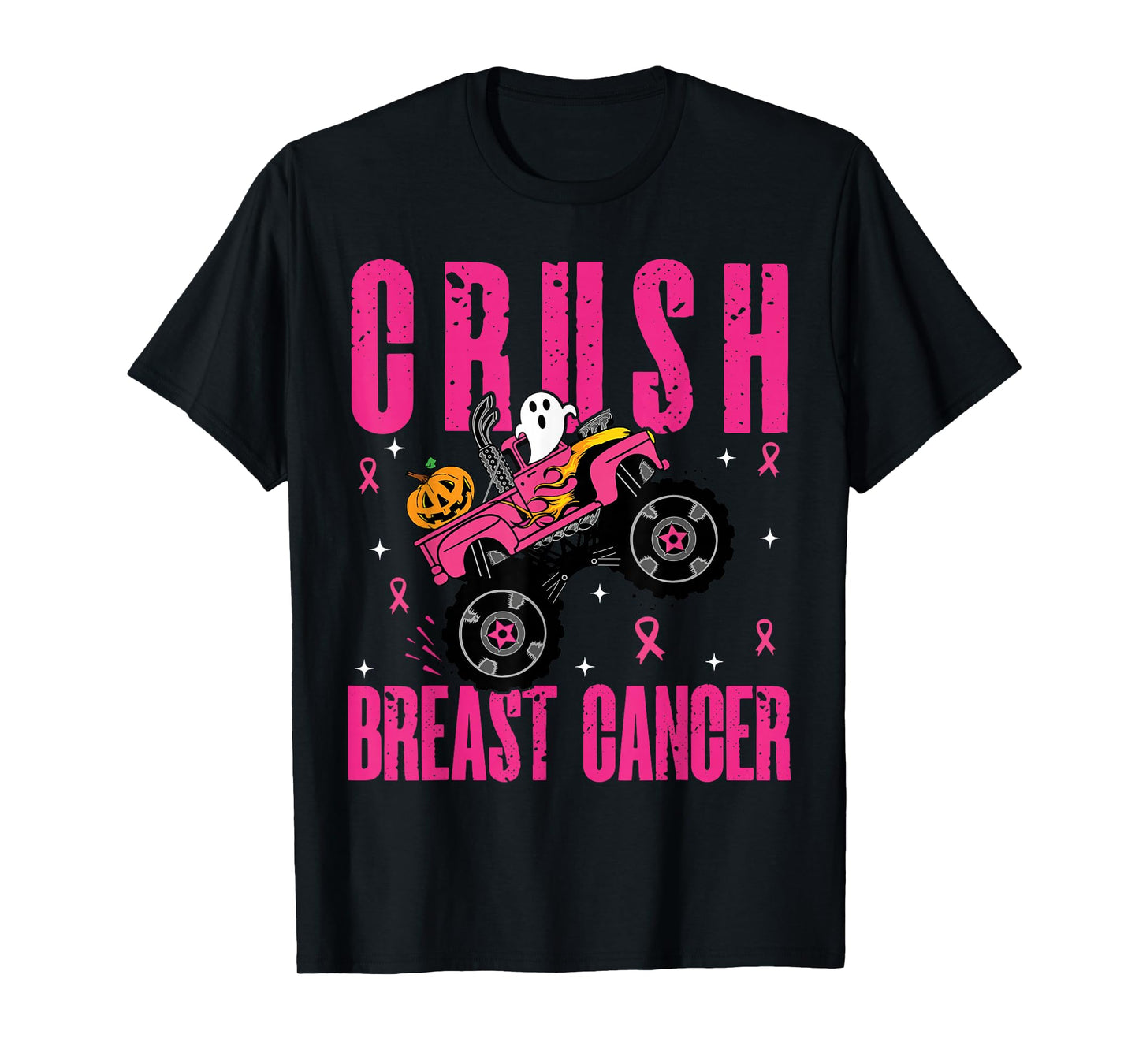 Crush Breast Cancer Awareness Monster Truck Halloween kids T-Shirt