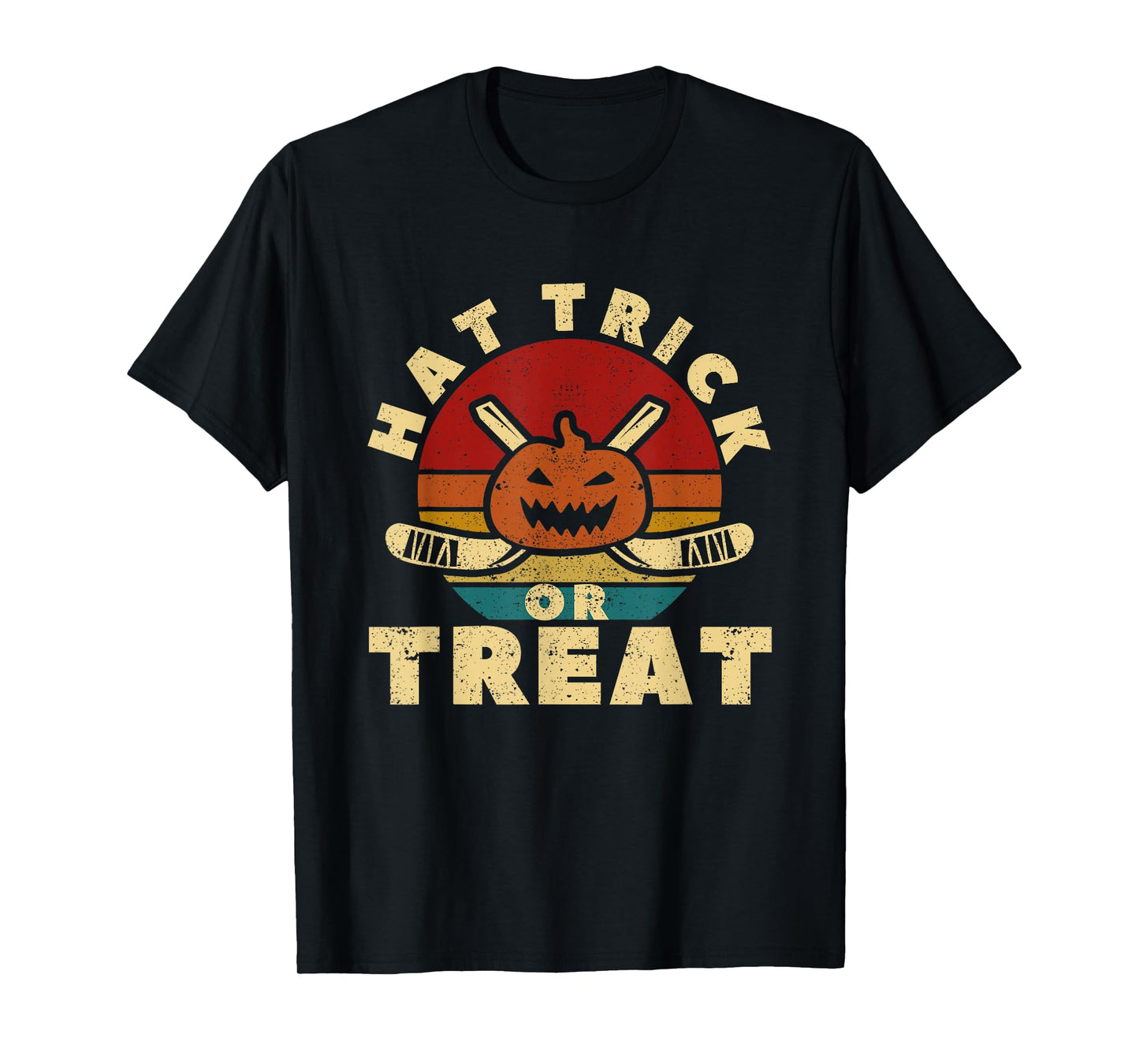 Ice Hockey Player Coach Halloween Pumpkin Hat Trick Or Treat T-Shirt