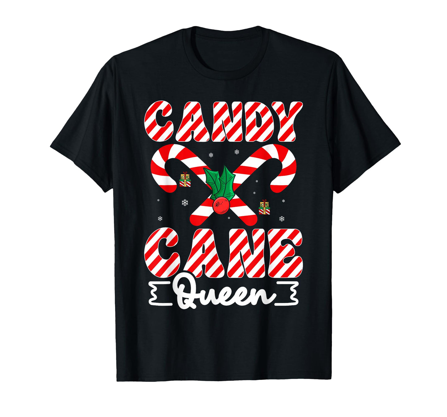 Funny Christmas Candy Cane Queen Matching Family Christmas T-Shirt