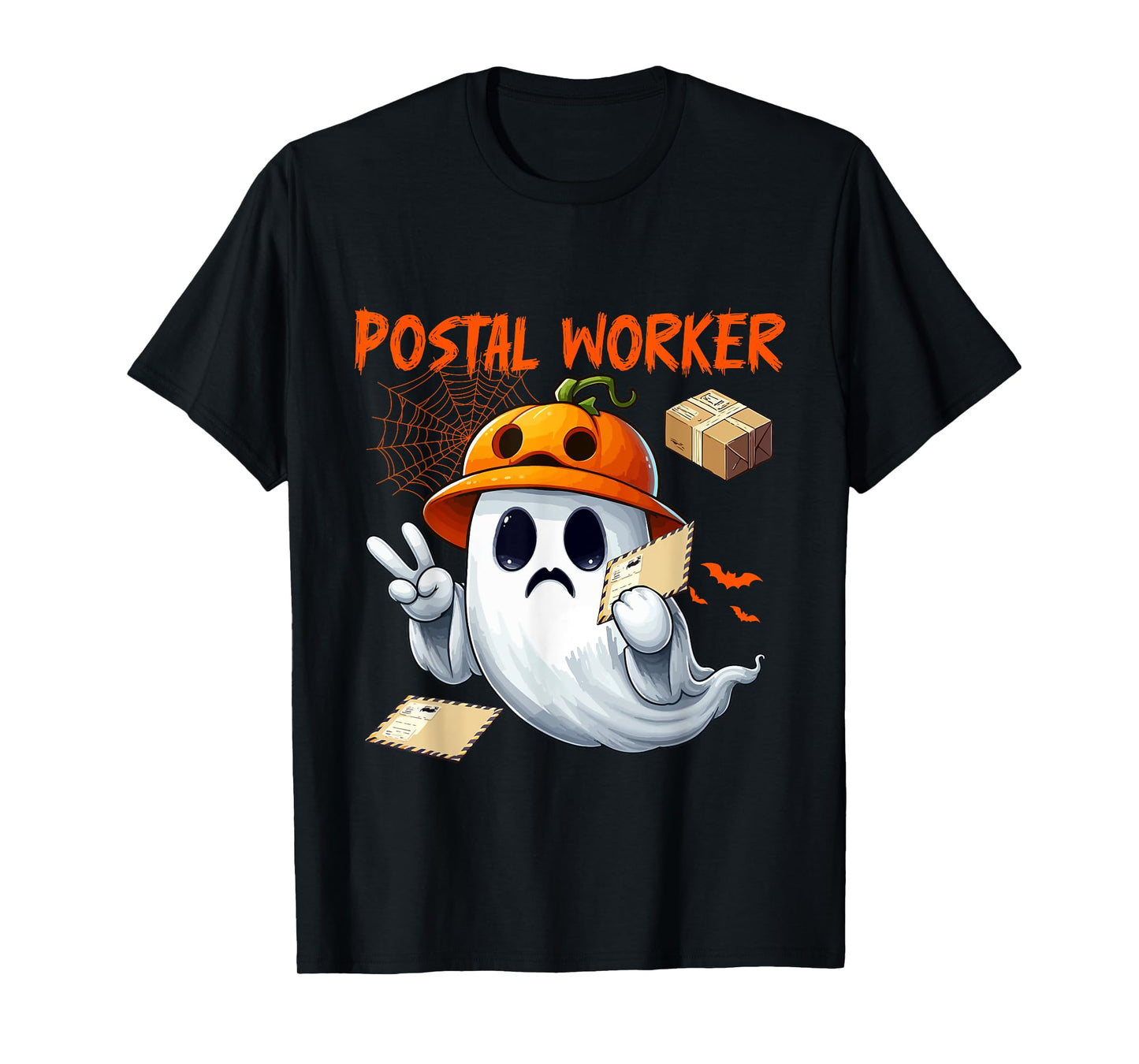 Postal Worker Job Halloween Ghost Boo Pumpkin Matching Team T-Shirt