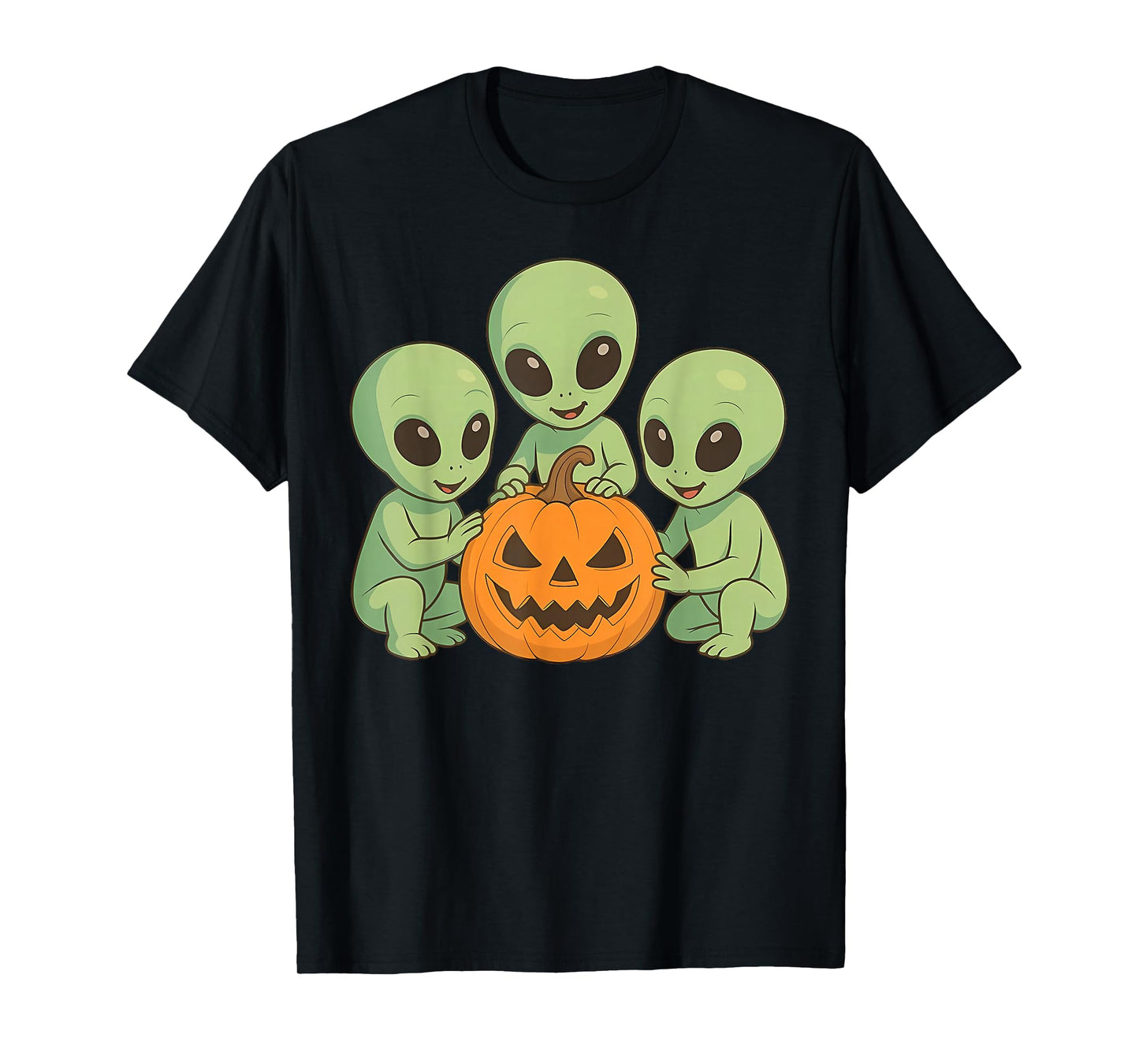 UFO Alien Spooky Pumpkin Trick Or Treat Space Halloween T-Shirt