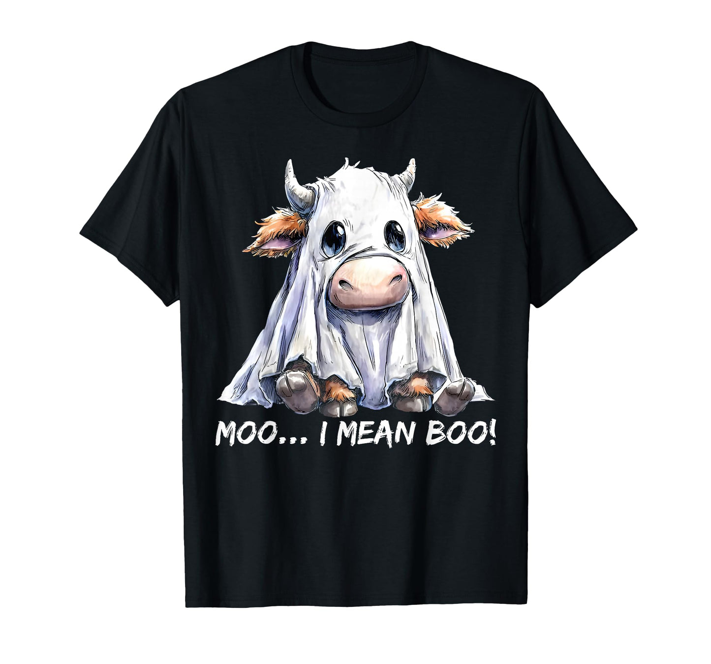 Moo I Mean Boo Ghost Cow Funny Halloween Men Women Kid T-Shirt