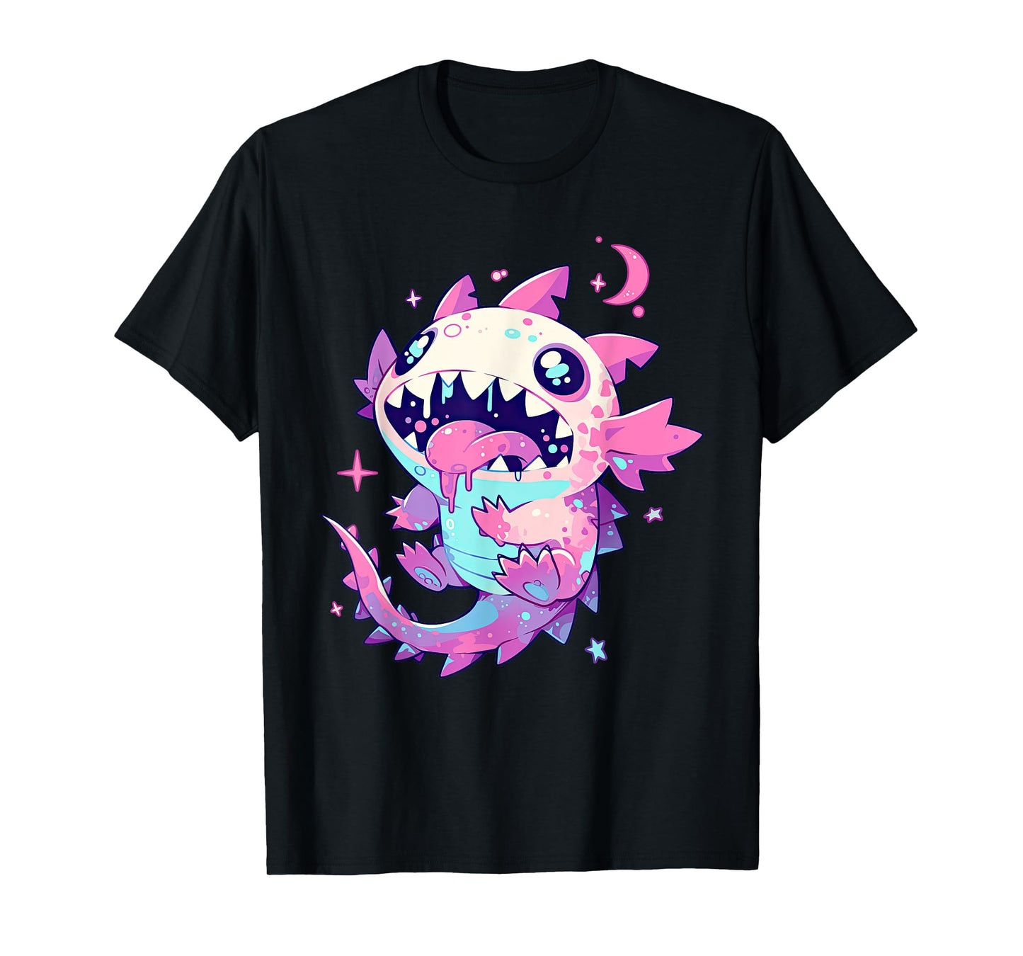 Kawaii Pastel Goth Creepy Cute Pink Zombie Axolotl T-Shirt