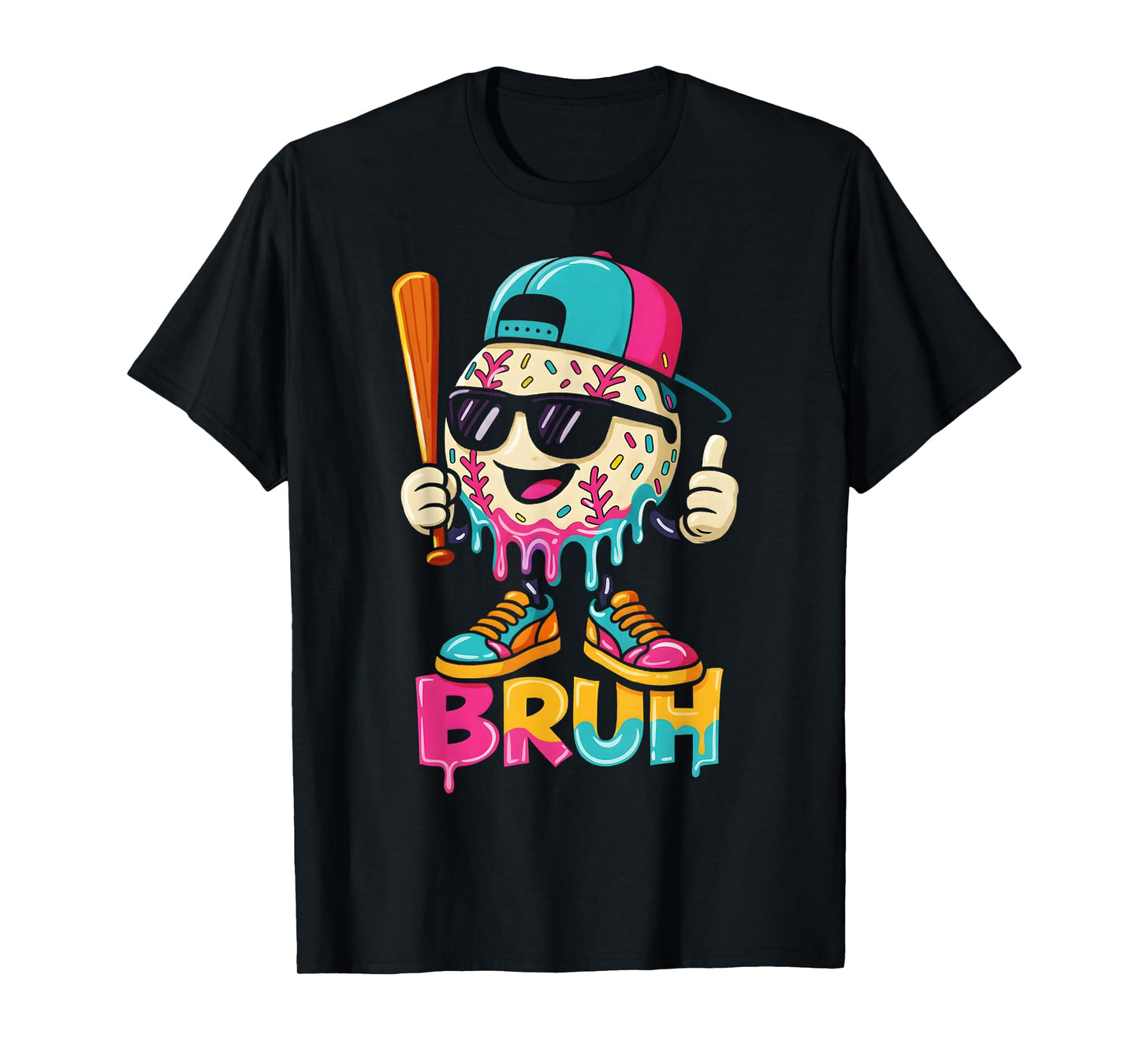 Baseball Drip Boys Bruh Ice Cream Bruh Meme for Son Grandson T-Shirt