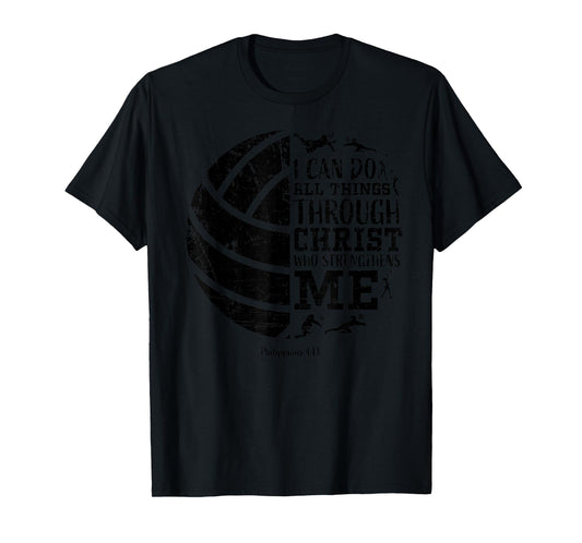 Christian Volleyball Philippians 4:13 Religious Faith Verse T-Shirt