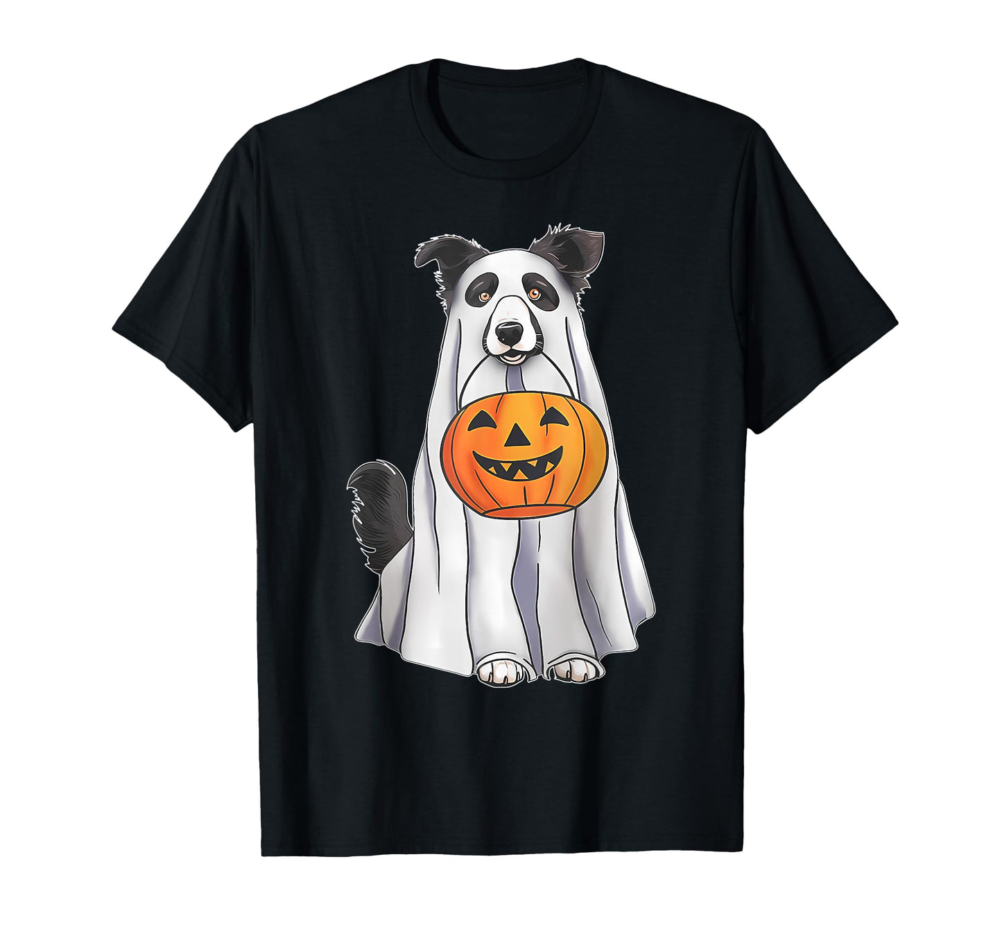 Border Collie Ghost Pumpkin Halloween Costume Fall T-Shirt