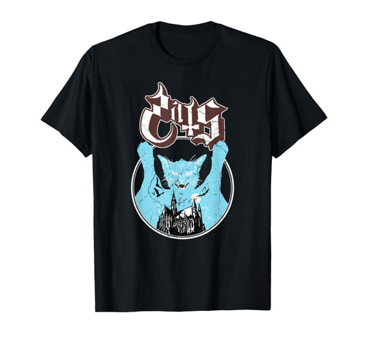 Ghost Vintage Halloween Meow Cat Friend Rock Ghost T-Shirt