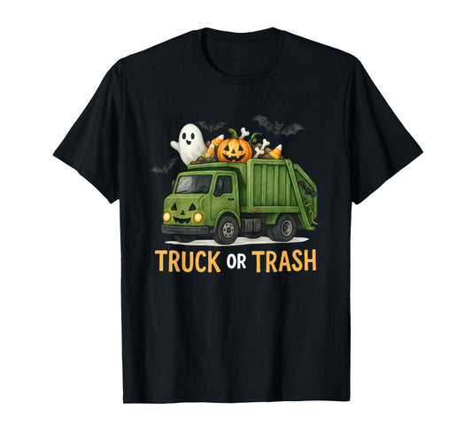 Halloween Garbage Truck or Trash Trick or Treat Truck Kids T-Shirt