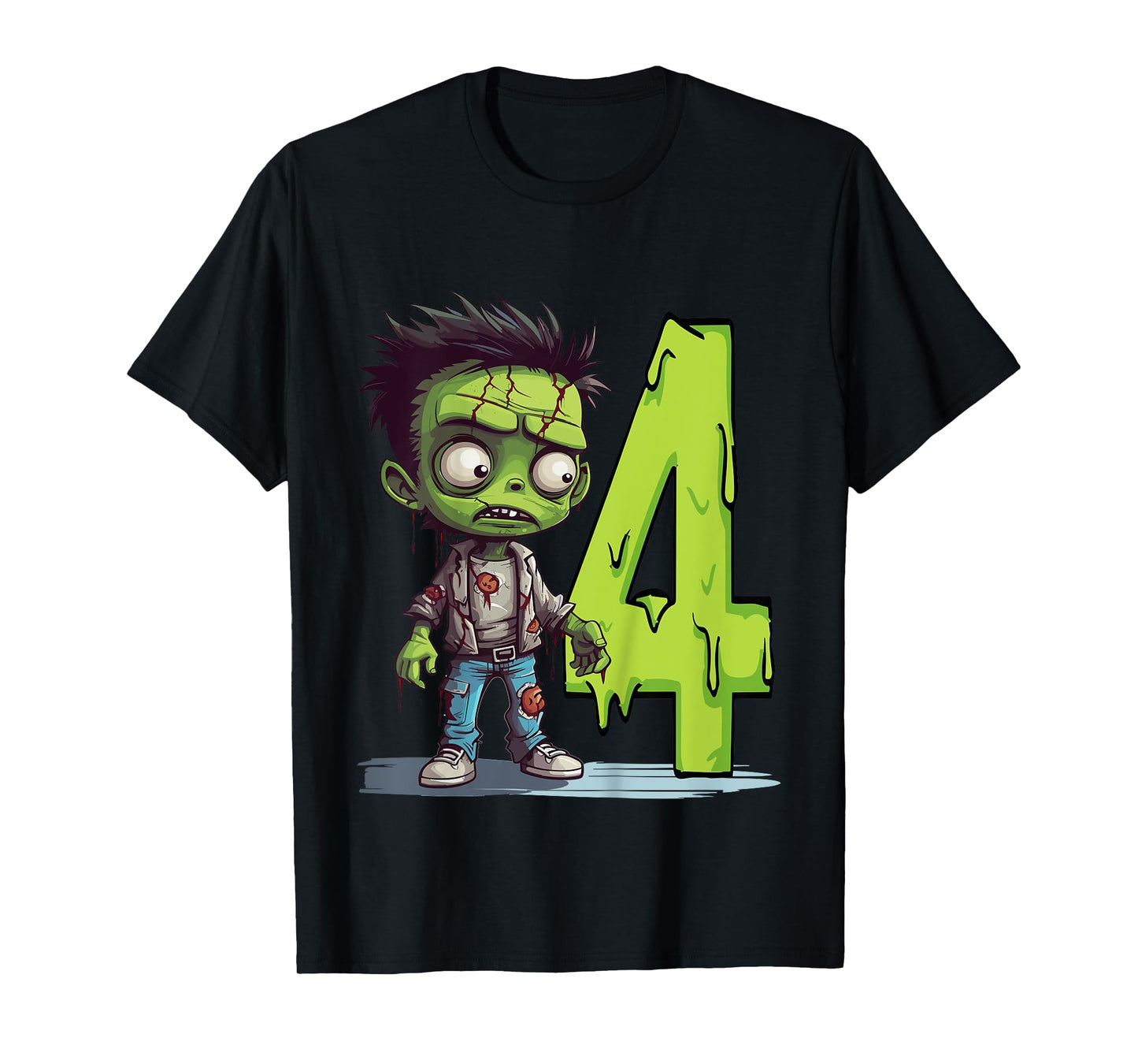 Kids Scary Zombie - four Years - creepy 4th Birthday Halloween T-Shirt