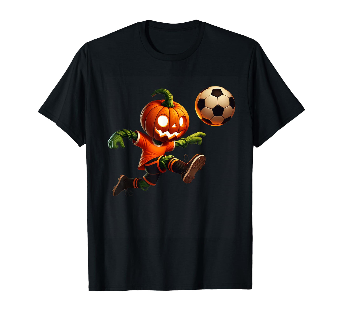 Pumpkin Face Soccer Halloween Costume Men Boys Kids Cute T-Shirt
