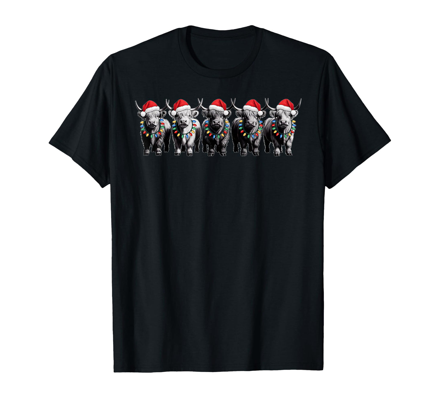 Funny Christmas Scottish Highland Cow Xmas Farm Animal Lover T-Shirt