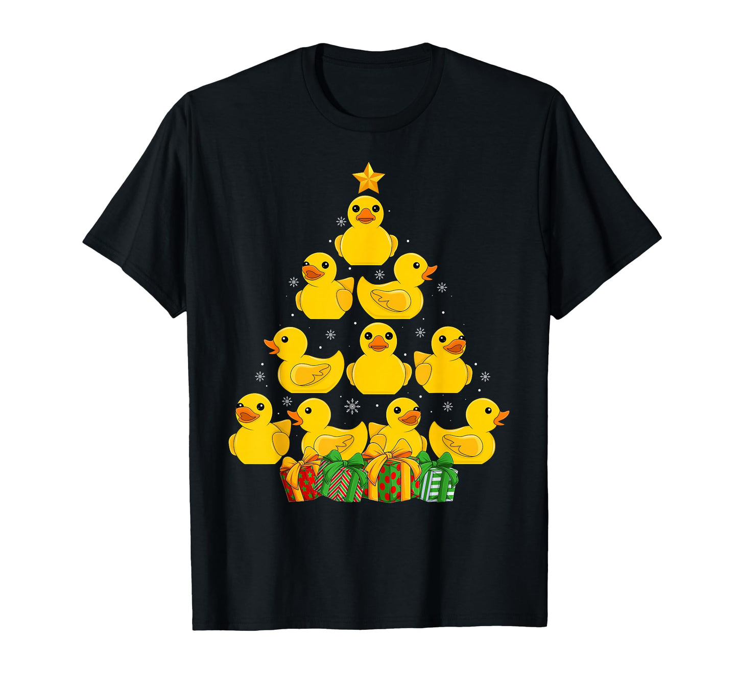 Rubber Duck Christmas Tree Pajamas Santa Hat Duck Xmas Decor T-Shirt