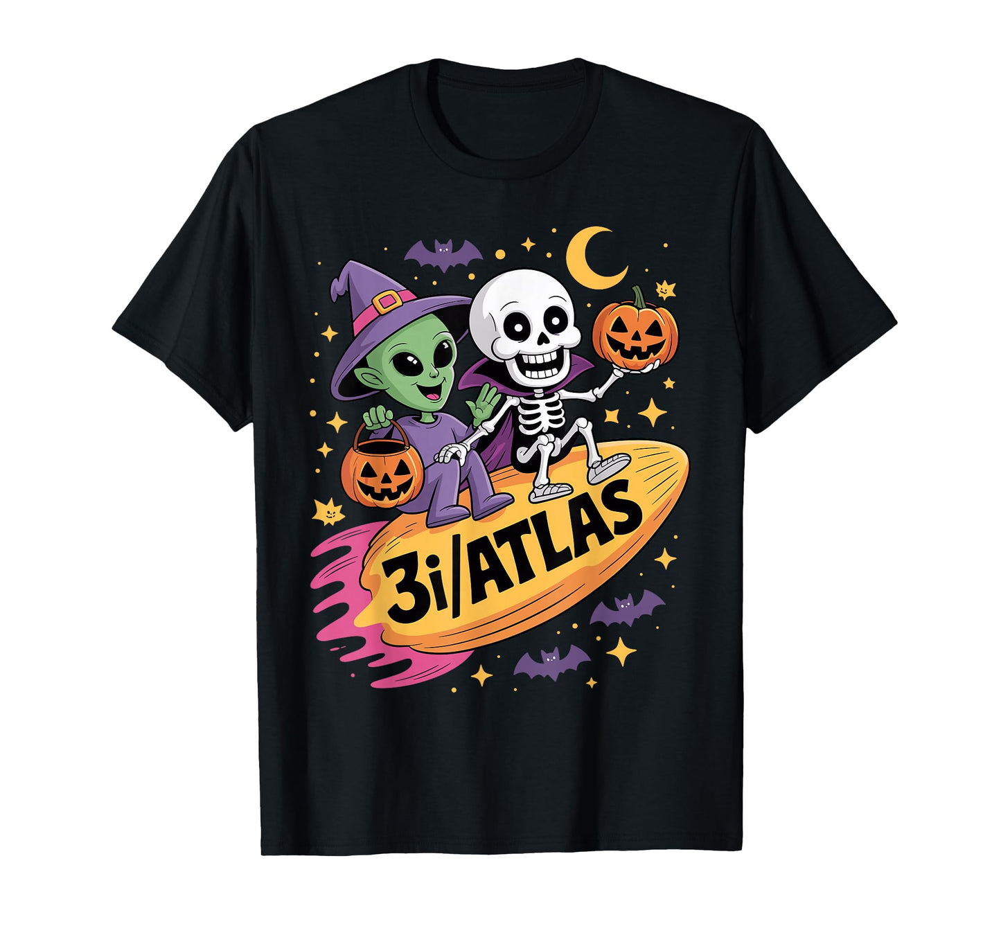 Funny Alien Skeleton Halloween Comet 3I Atlas T-Shirt