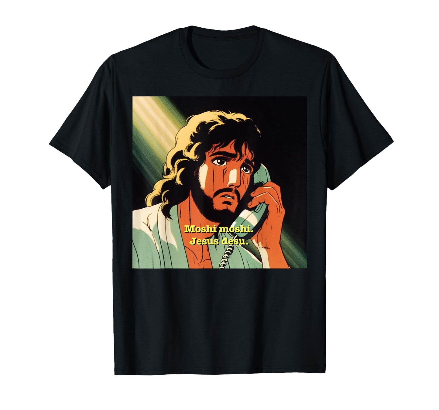 Funny Jesus Meme - Christian Anime Moshi Moshi T-Shirt