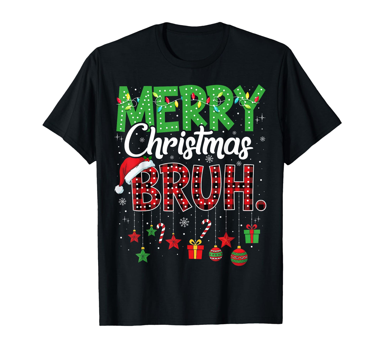 Bruh Christmas Red Plaid Teens Boys Kids Xmas Pajama T-Shirt