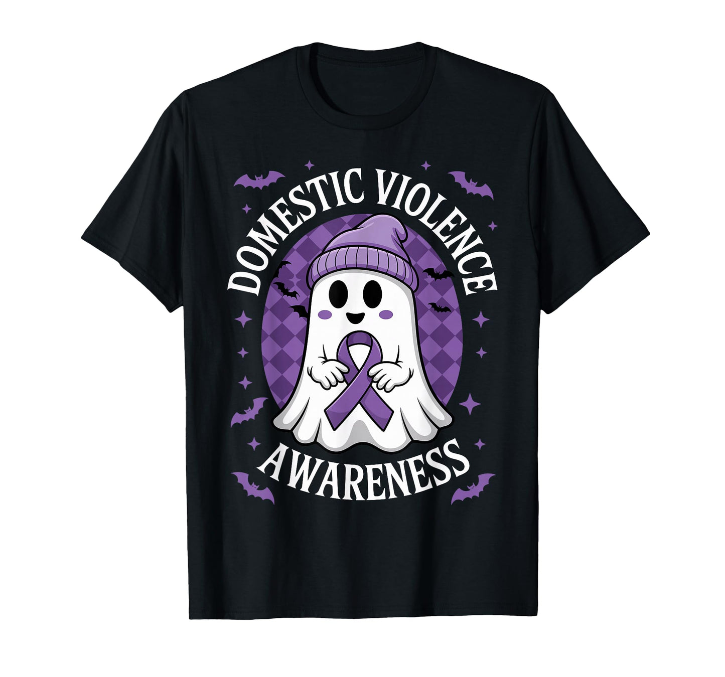 Halloween Ghost Purple Domestic Violence Awareness Men Women T-Shirt