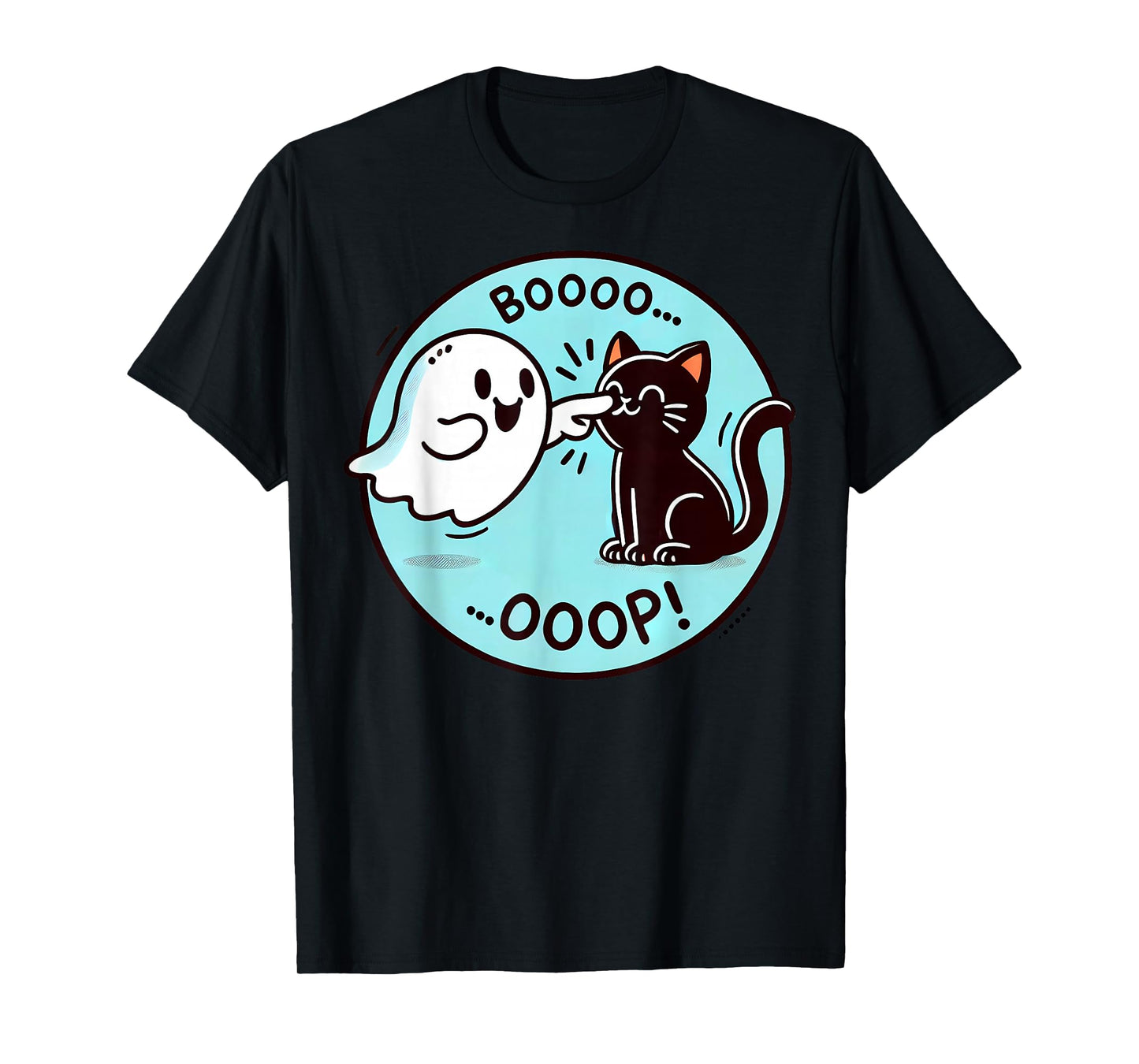 Funny Halloween Ghost Black Cat Boop Easy Lazy Costume T-Shirt