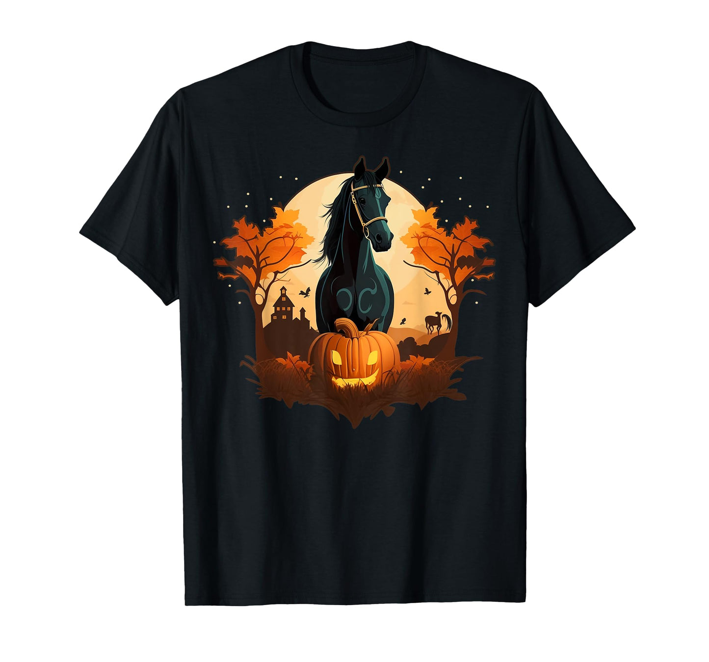 Pumpkin Horse costume on Horse Halloween T-Shirt