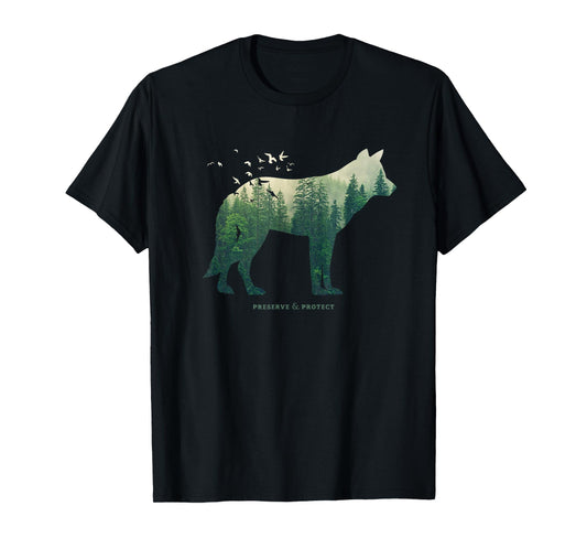 Preserve & Protect Environmental Protection Climate Protection Wolf Silhouette T-Shirt