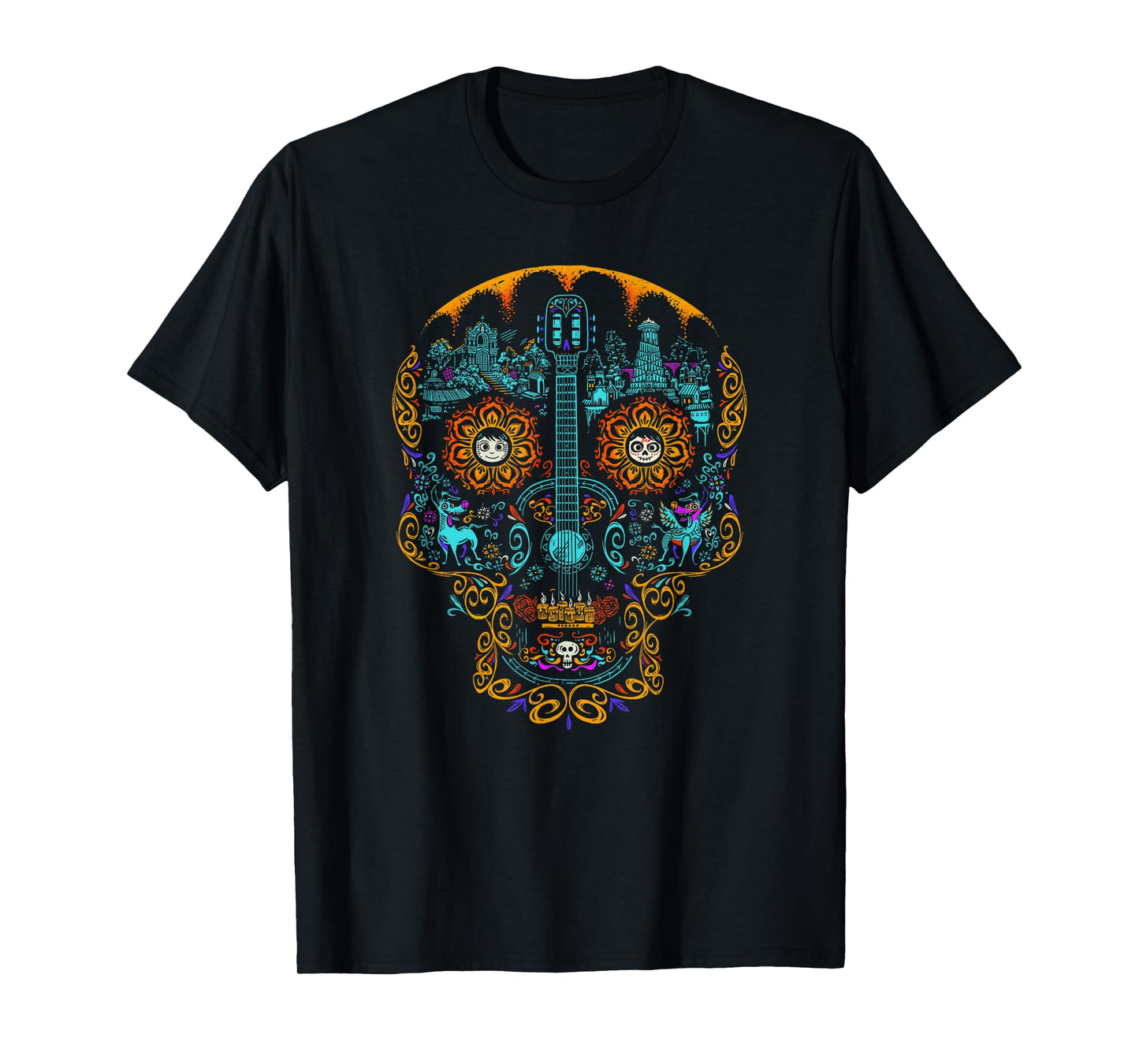 Disney Pixar Coco Colorful Iconic Day of The Dead Skull Logo T-Shirt