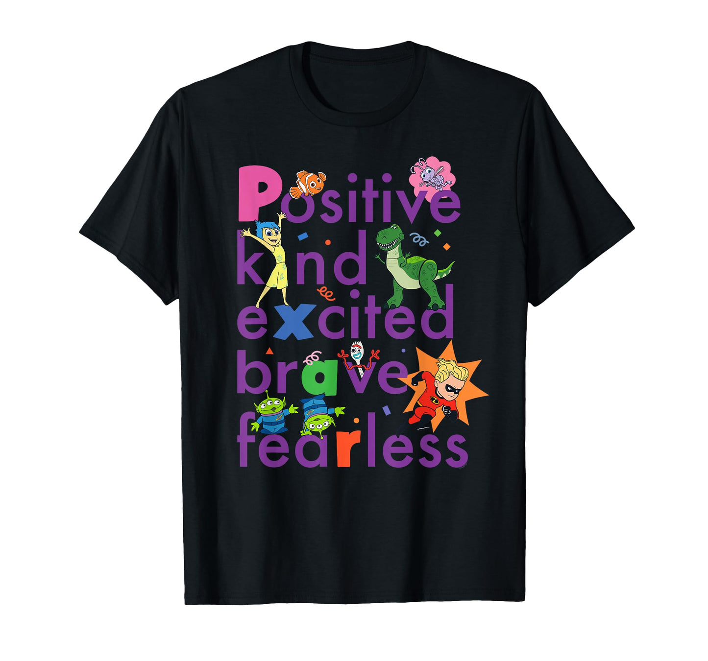 Disney PIXAR Positive, Kind, Excited, Brave & Fearless T-Shirt