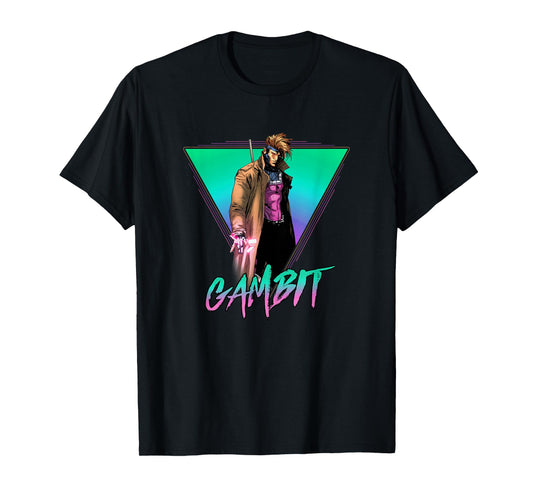 Marvel X-Men Gambit Epic Neon 80's Style Retro Portrait T-Shirt