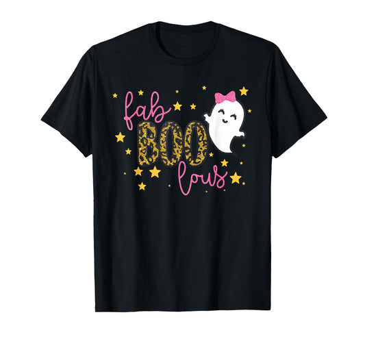 Funny Cute Boo Ghost Halloween Fab-Boo Lous Leopard T-Shirt