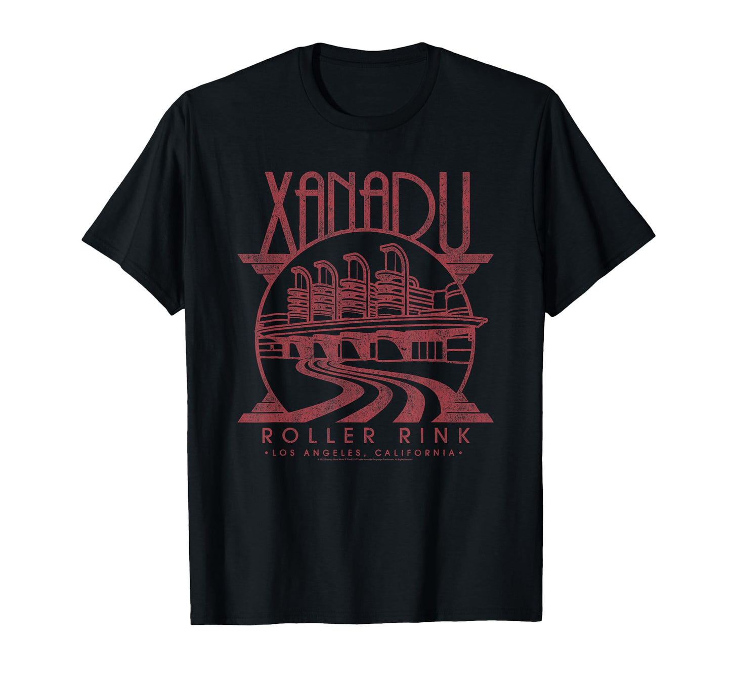 Olivia Newton-John Xanadu Roller Rink Red Distressed Logo T-Shirt