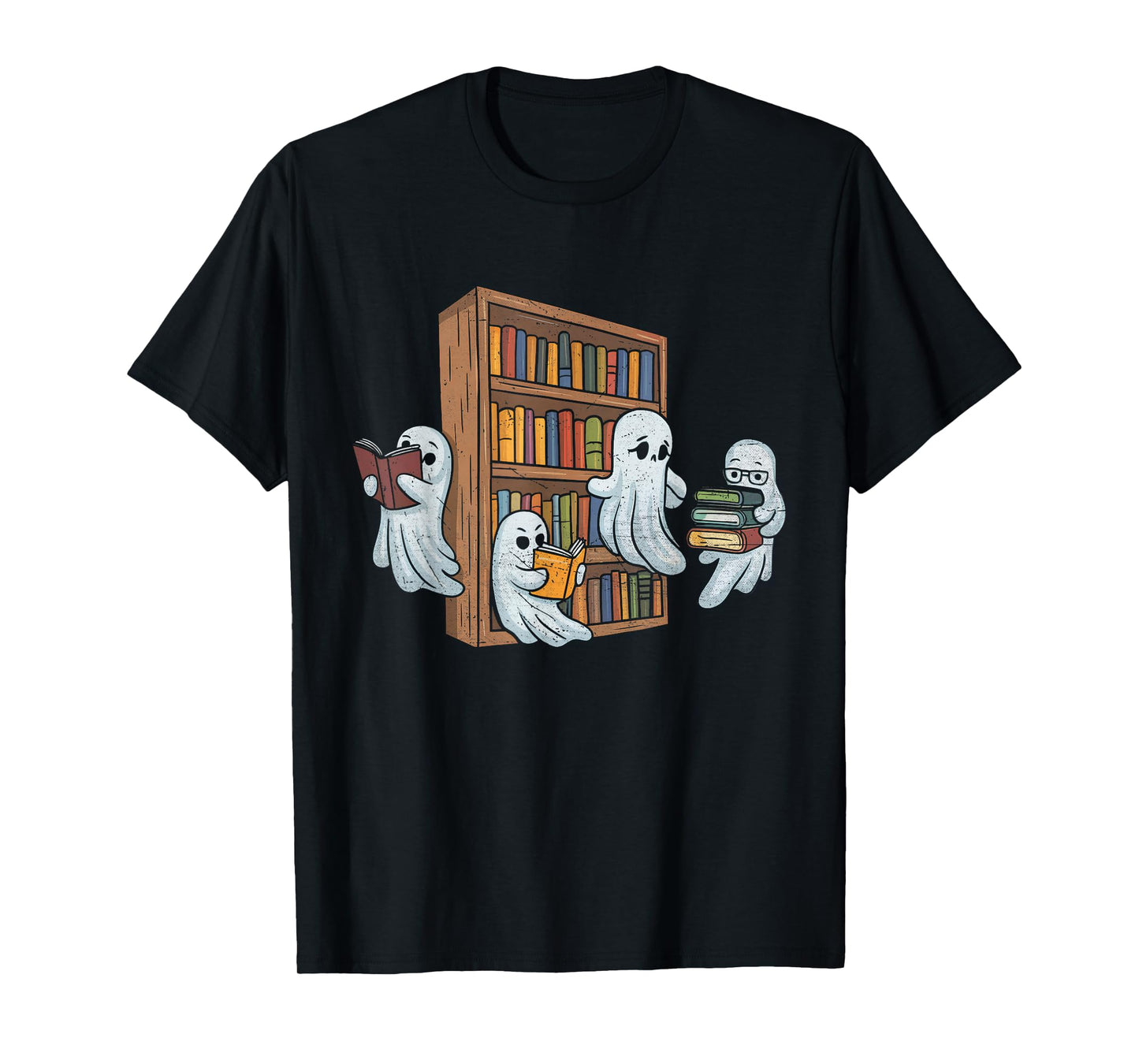 Ghosts Reading Books Teacher Halloween Librarian Book Lover T-Shirt