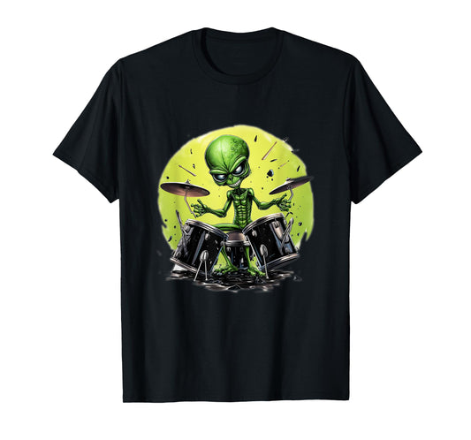 Alien Playing Drums Gifts For Drummers T-Shirt
