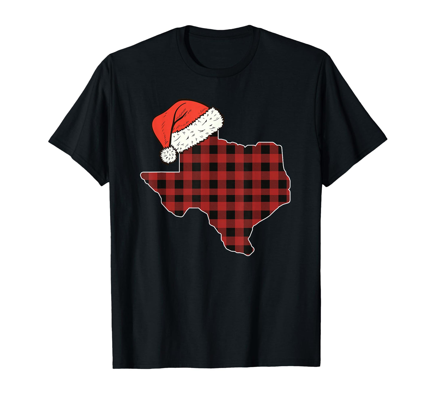 Texas Plaid Christmas Santa Hat Holiday Matching T-Shirt