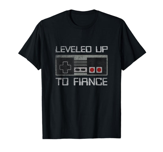 Mens Leveled up to Fiance Newly Engaged Just Engaged Couple T-Shirt