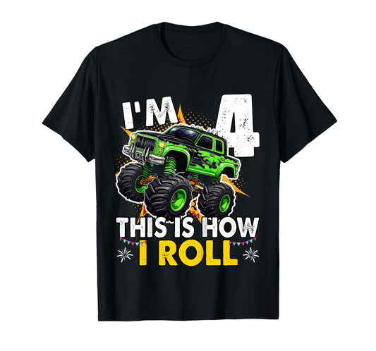 4 Year Old Monster Truck 4th Birthday boy T-Shirt