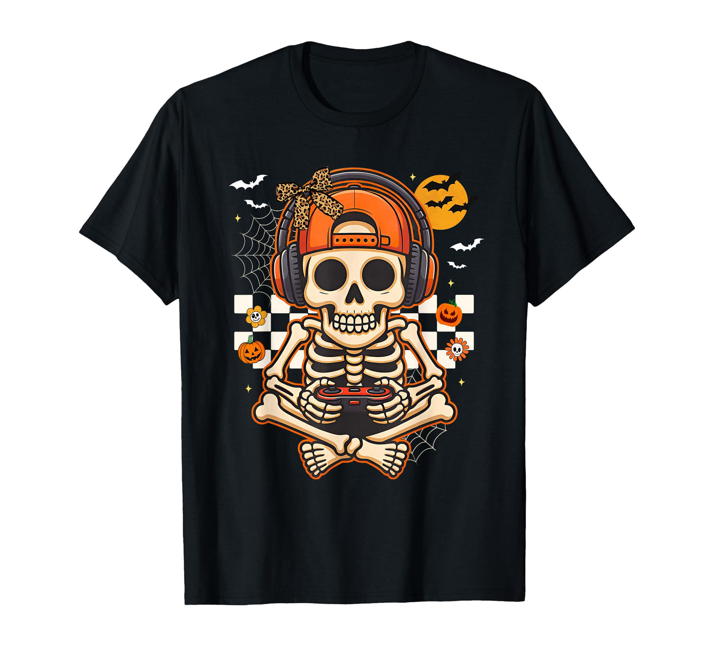 Funny Halloween Skeleton Gamer Video Gaming Boys Men Kids T-Shirt