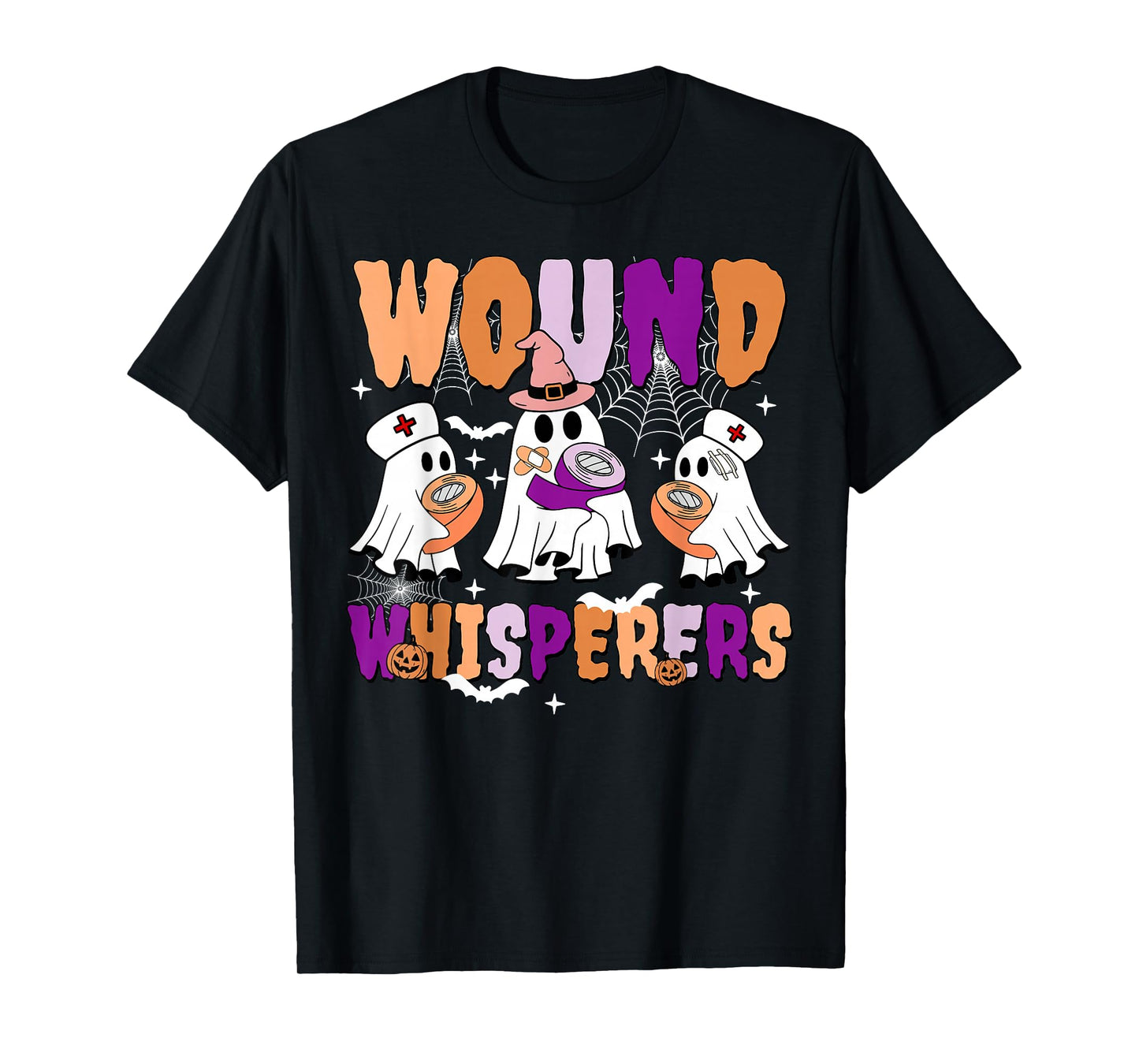 Retro Wound Whisperers Ghost Wound Care Nurse RN Halloween T-Shirt