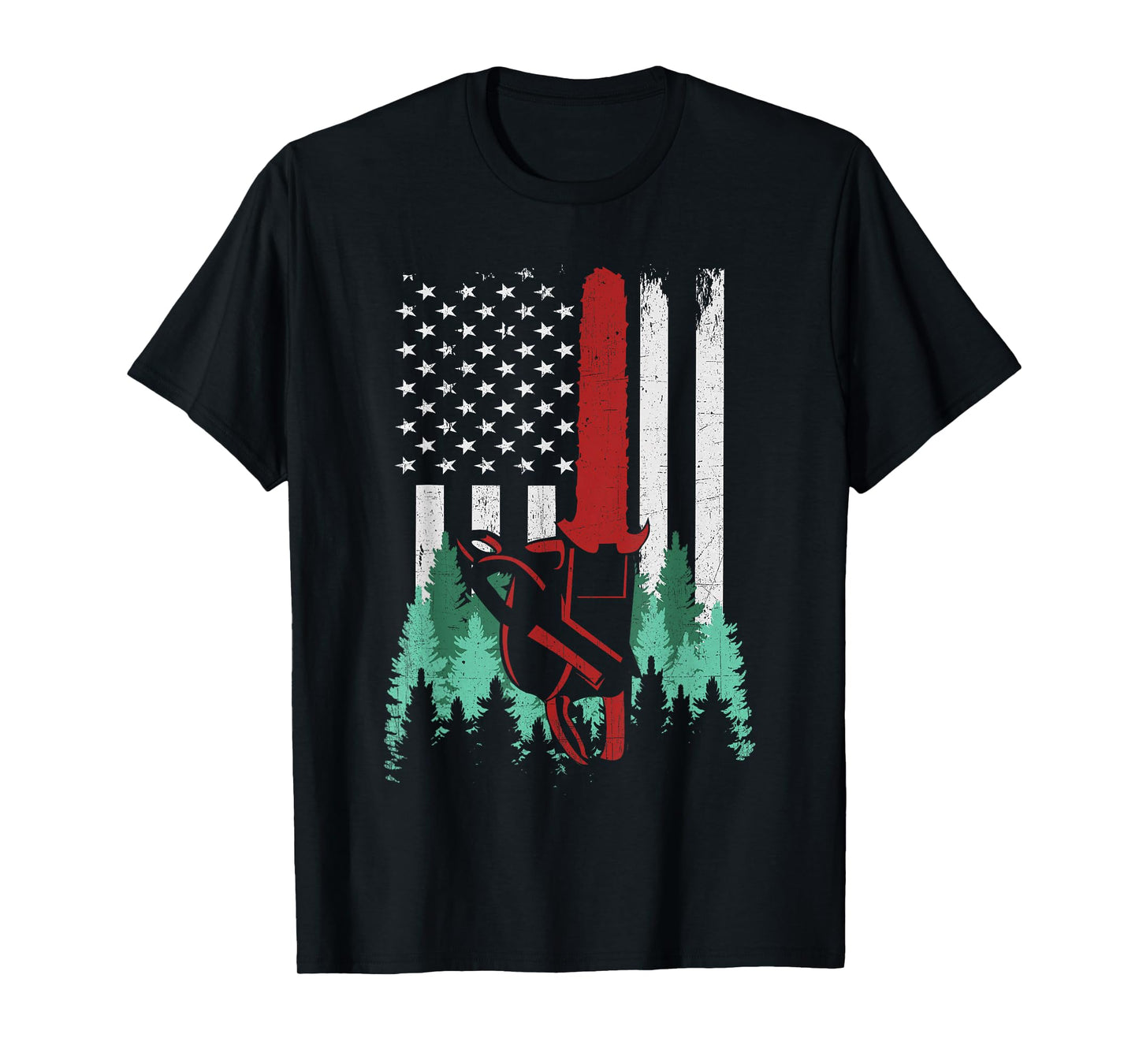 Funny Thin Red Line Logger Arborist Lumberjack American Flag Women Men T-Shirt